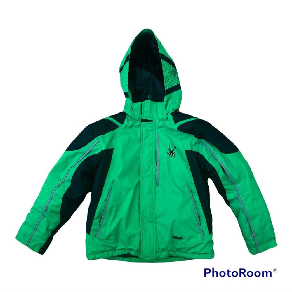 Spyder Green Black Hooded Boy Girl Snowboarding Insulated Ski Jacket 10